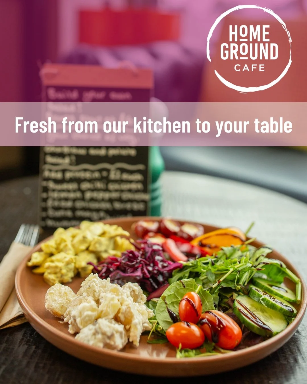 Whether you're stopping by for lunch, catching up with friends, or taking a well-earned break, HomeGround is a place to relax and enjoy good food in good company.

From fresh salads and homemade favourites to expertly crafted coffee, everything is pr