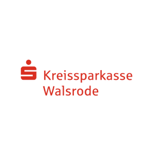 Logo der Kreissparkasse Walsrode, bestehend aus rotem S mit Sparschwein-Design und rotem Text darunter.