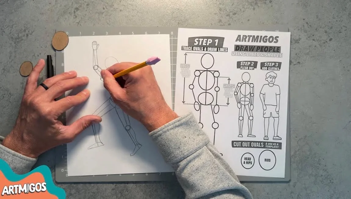 How to Teach Figure Drawing Using Simple Shapes (Easy Art Lesson for Kids)