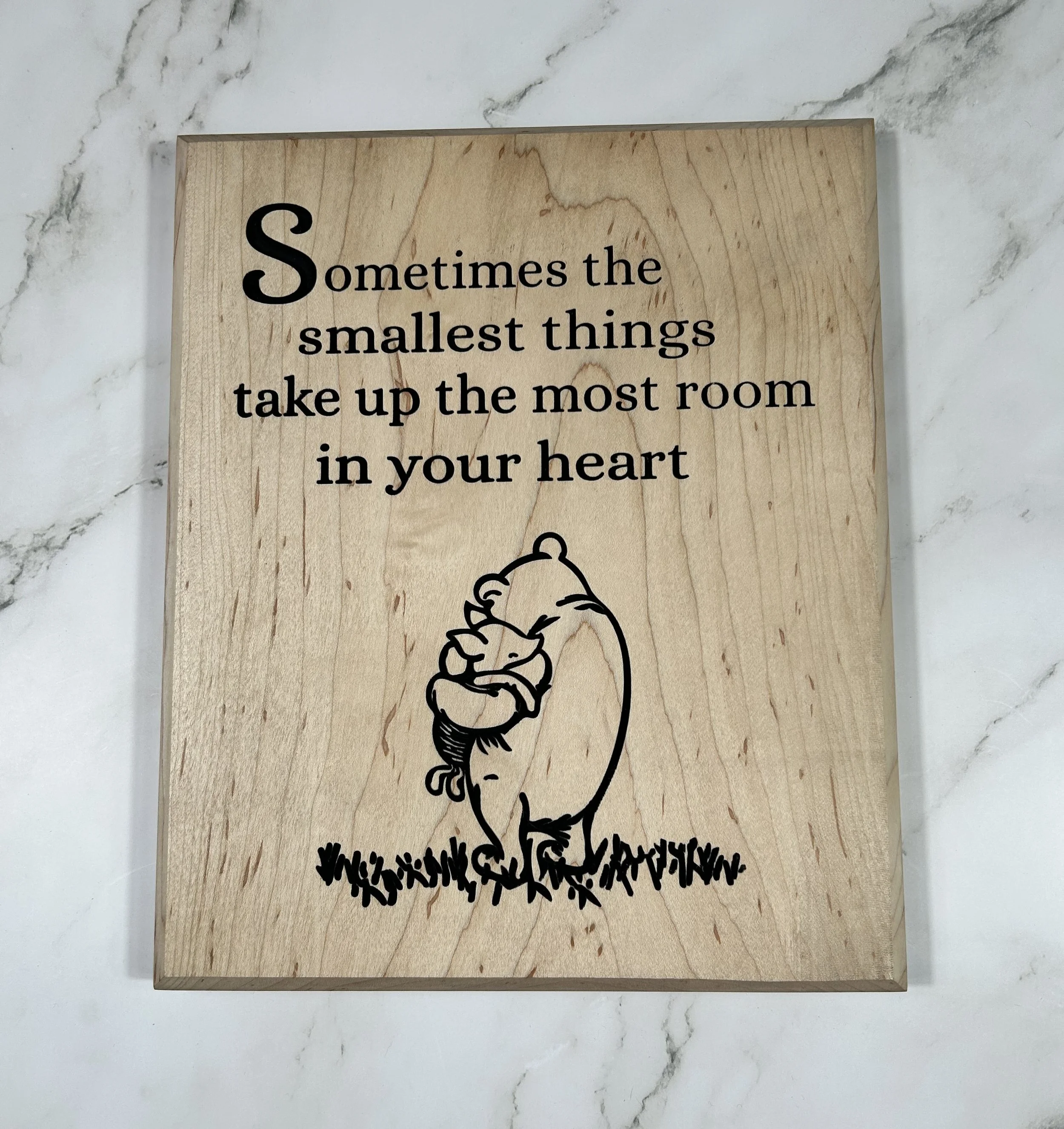 Winnie the Pooh Maple Wood Sign: Smallest Things Quote, Kids Decor