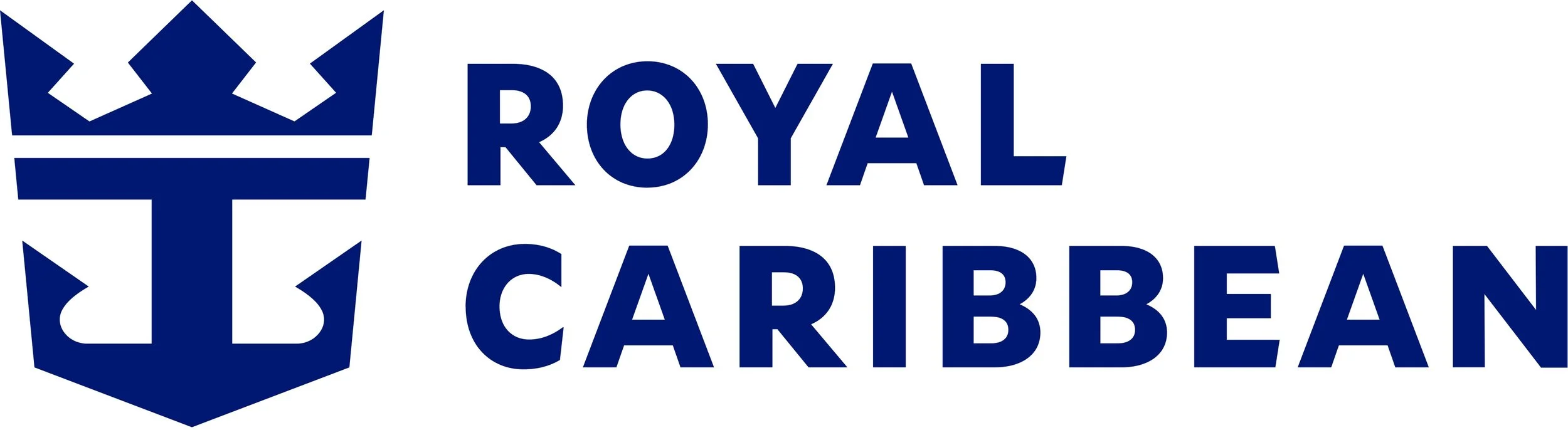 Royal Caribbean logo featuring a stylized blue crown and the words "Royal Caribbean" in bold blue letters.