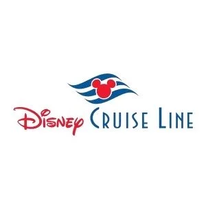 Disney Cruise Line logo with a stylized blue wave, red Mickey Mouse shape, and text.