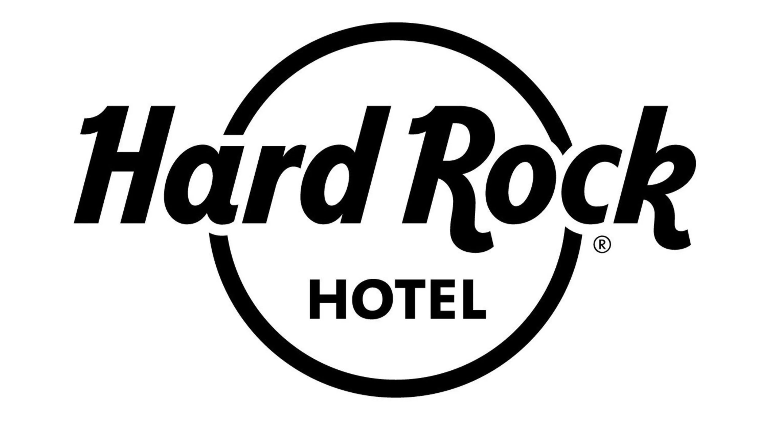 Hard Rock Hotel logo in black and white.