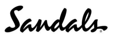 Sandals logo in black cursive font