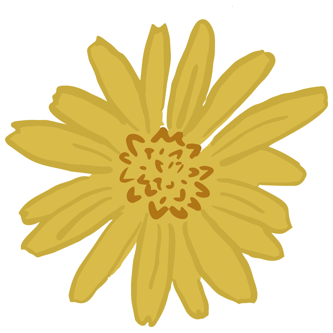 Digital illustration of a yellow flower with multiple petals and detailed center.