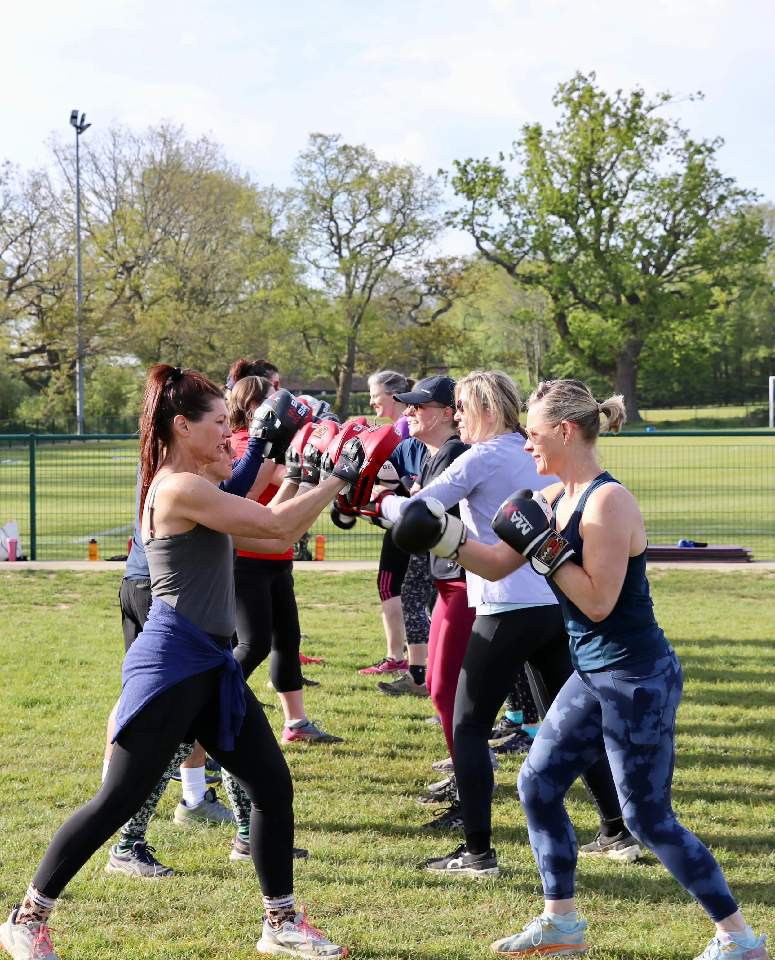 Outdoor group exercise session.