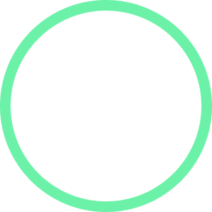 Empty black circle outlined in teal.