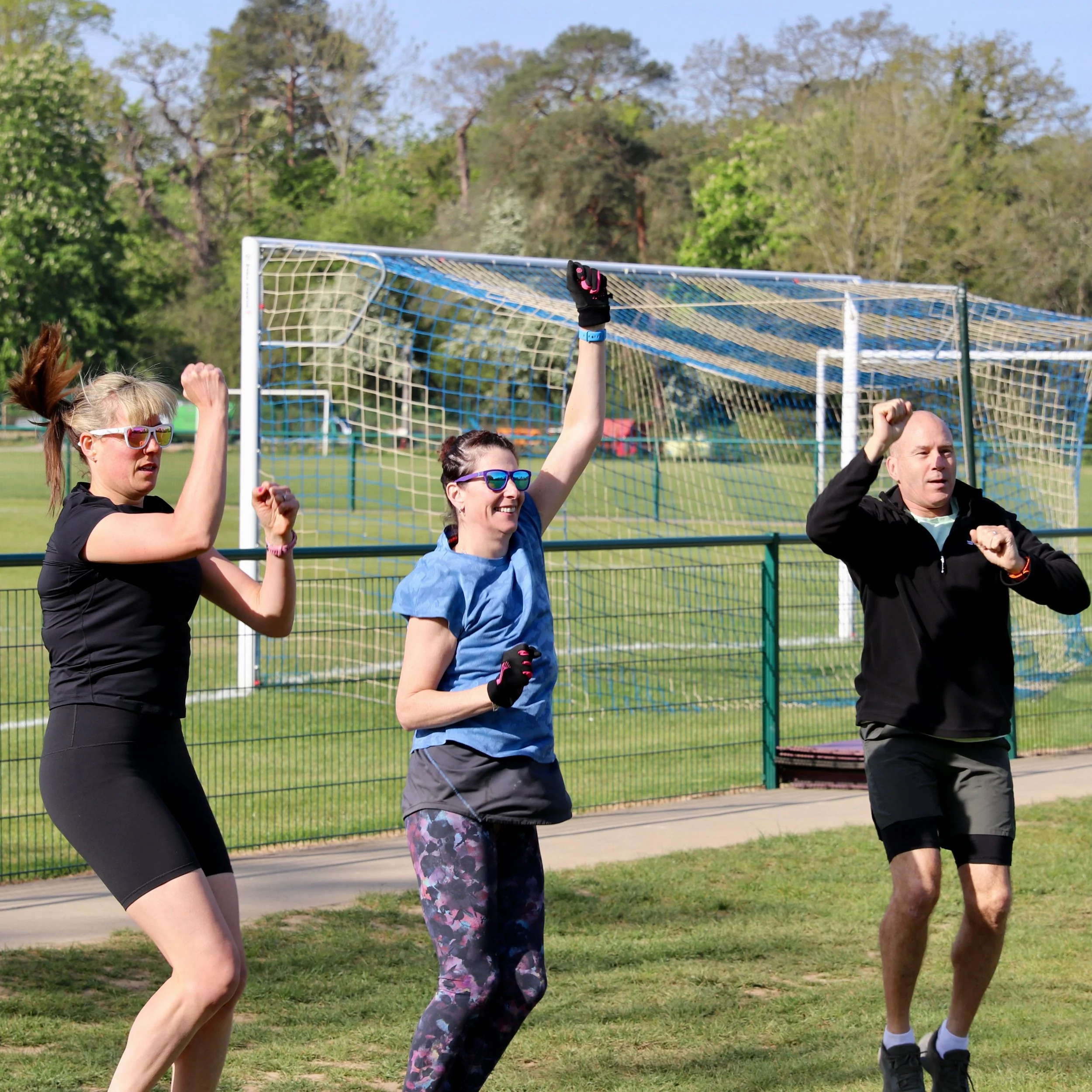 People enjoying group exercise.