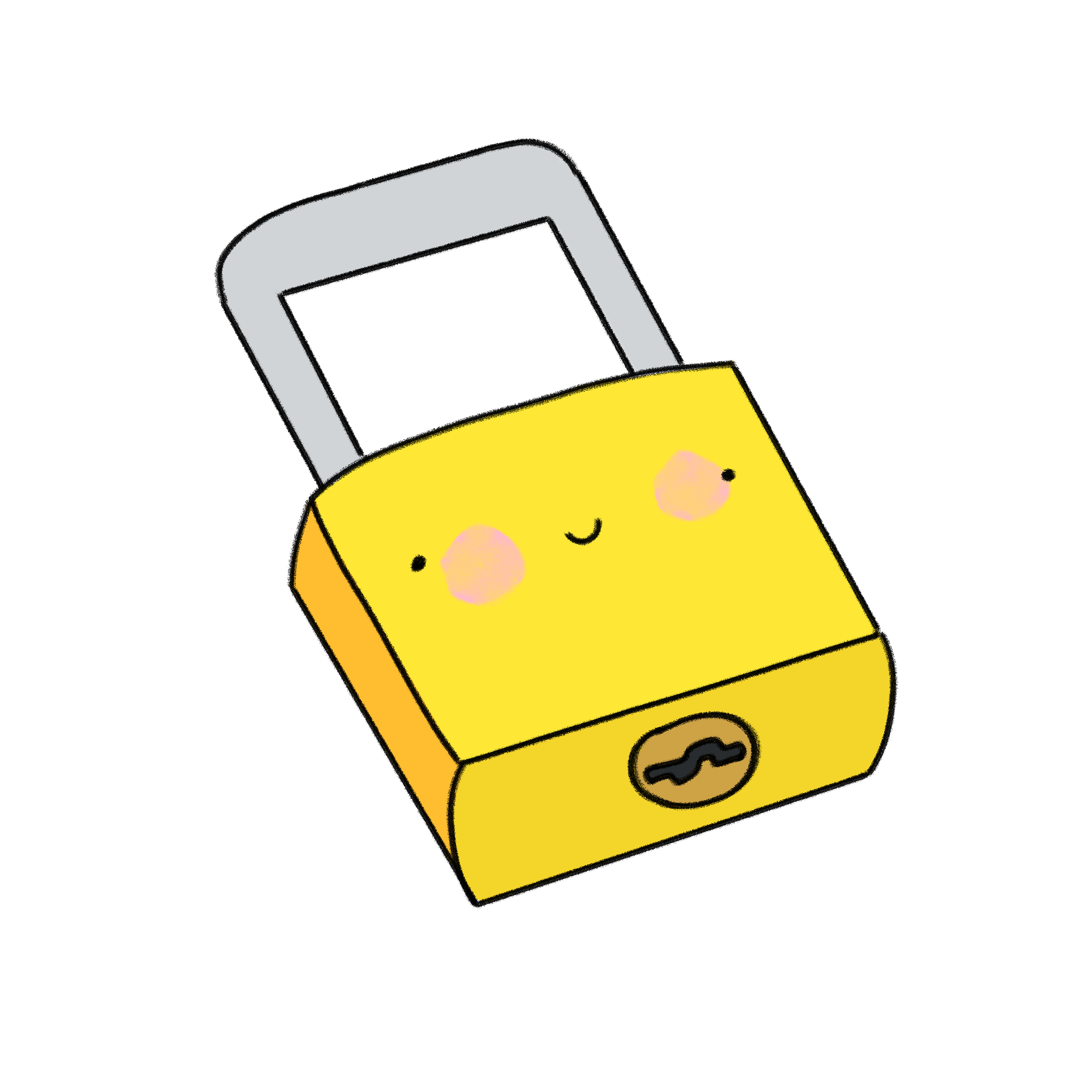 Hand-drawn illustration of a locker lock by Spaghetti Press