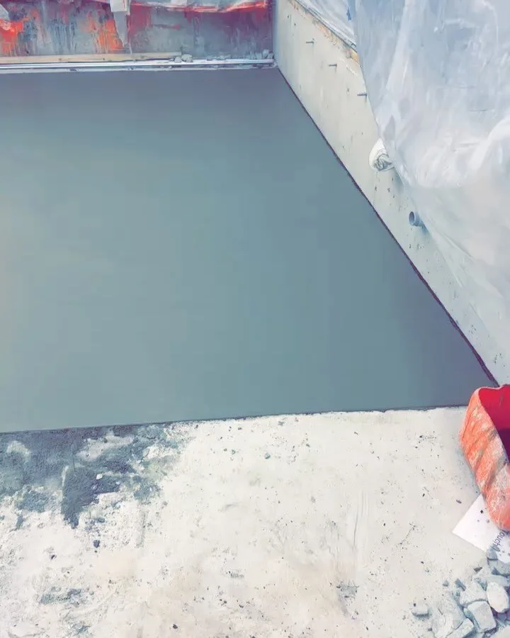 Before and after of a pool infill at the lulu lemon test facility in Vancouver.