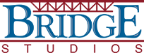 Logo of Bridge Studios with the word 'BRIDGE' in blue and 'STUDIOS' in red.