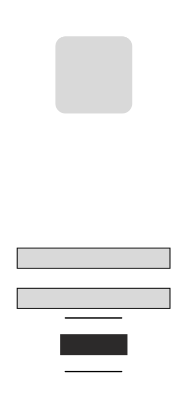 A digital login screen with a profile icon at the top, two input fields for username and password in the middle, and a black login button at the bottom.