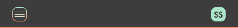 Icon of a hamburger menu and a green circle with the letters 'SS' inside.