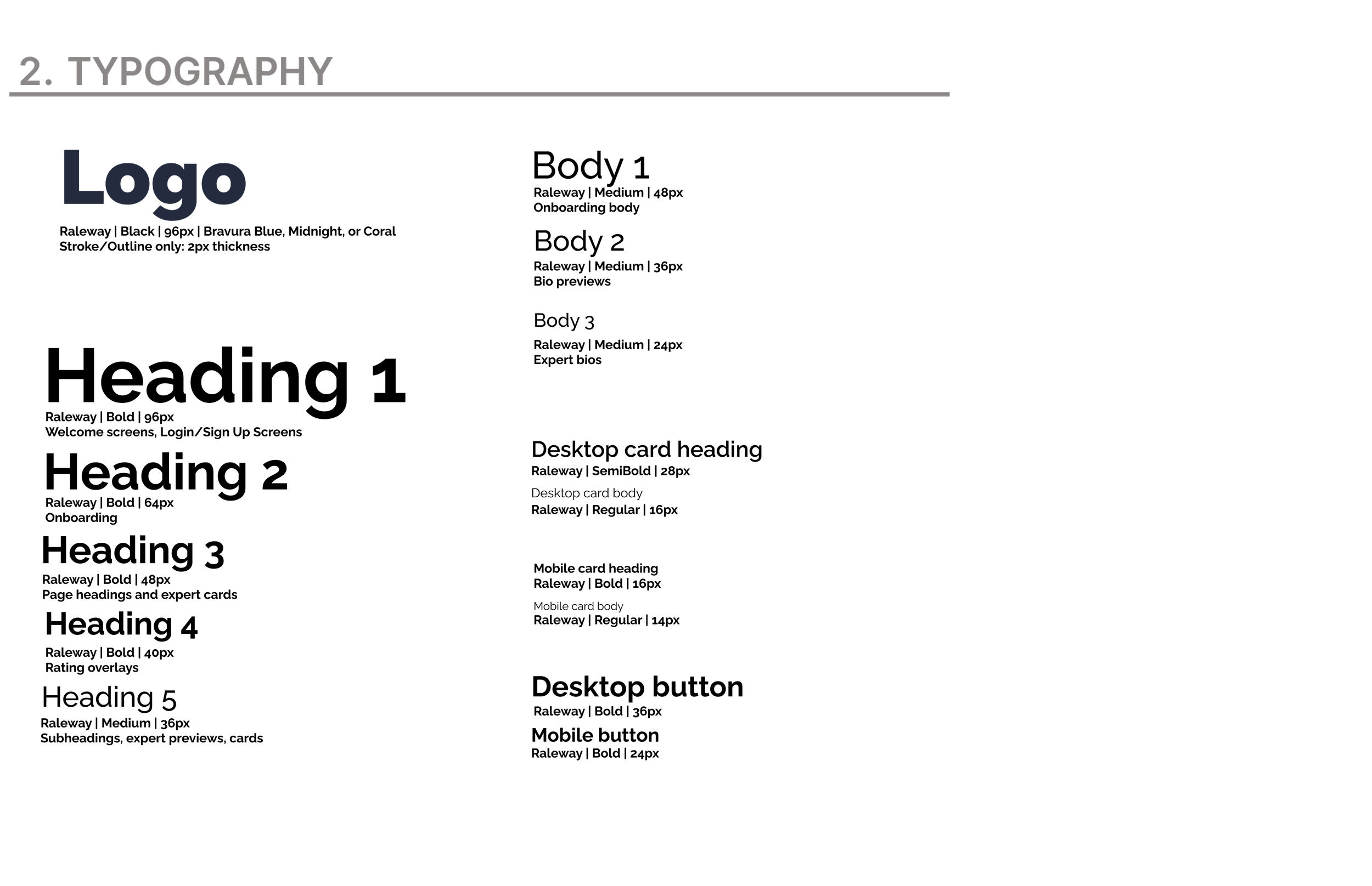 A presentation slide showing typography guidelines for a logo, with the heading '2. TYPOGRAPHY' and the word 'Logo' in bold blue text.