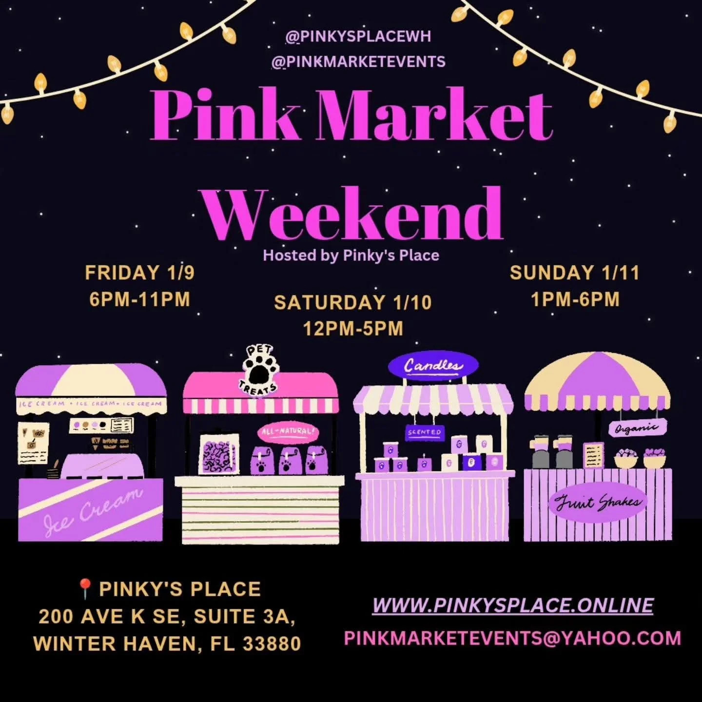 Winter Haven! 

Ill be at @pinkysplacewh for their @pinkmarketevents this weekend! 

Come check out some amazing, local vendors and say hi! 😘

#winterhavenfl #stufftodowh #stufftodoincentralfl #vendormarket #localbusiness