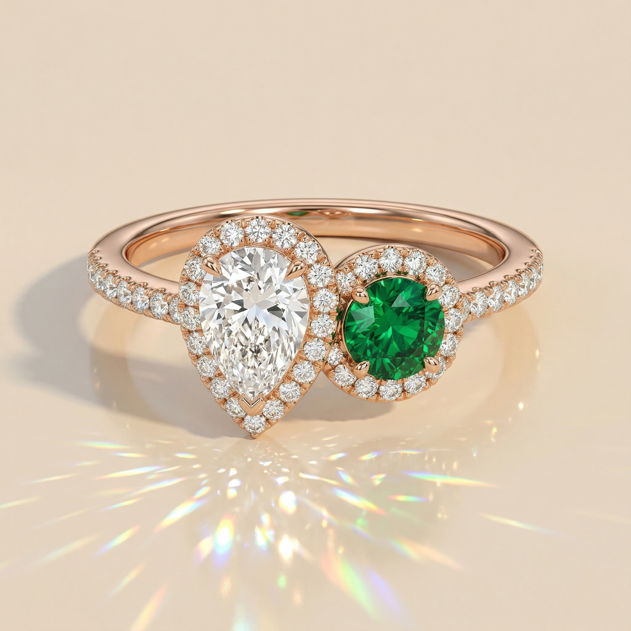 Toi et moi pavé poire et rond brillant