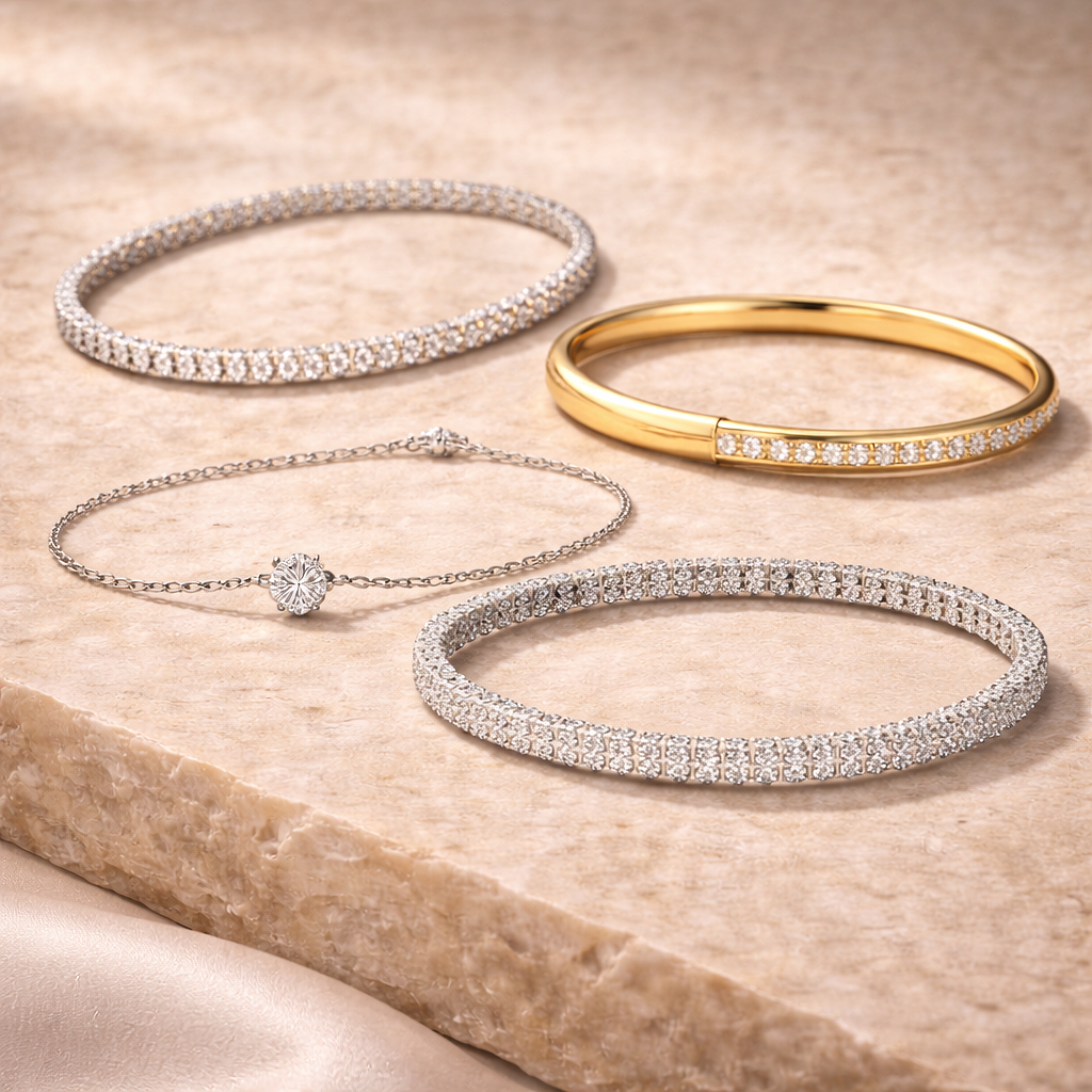 Ensemble de bracelets diamant en or blanc et jaune