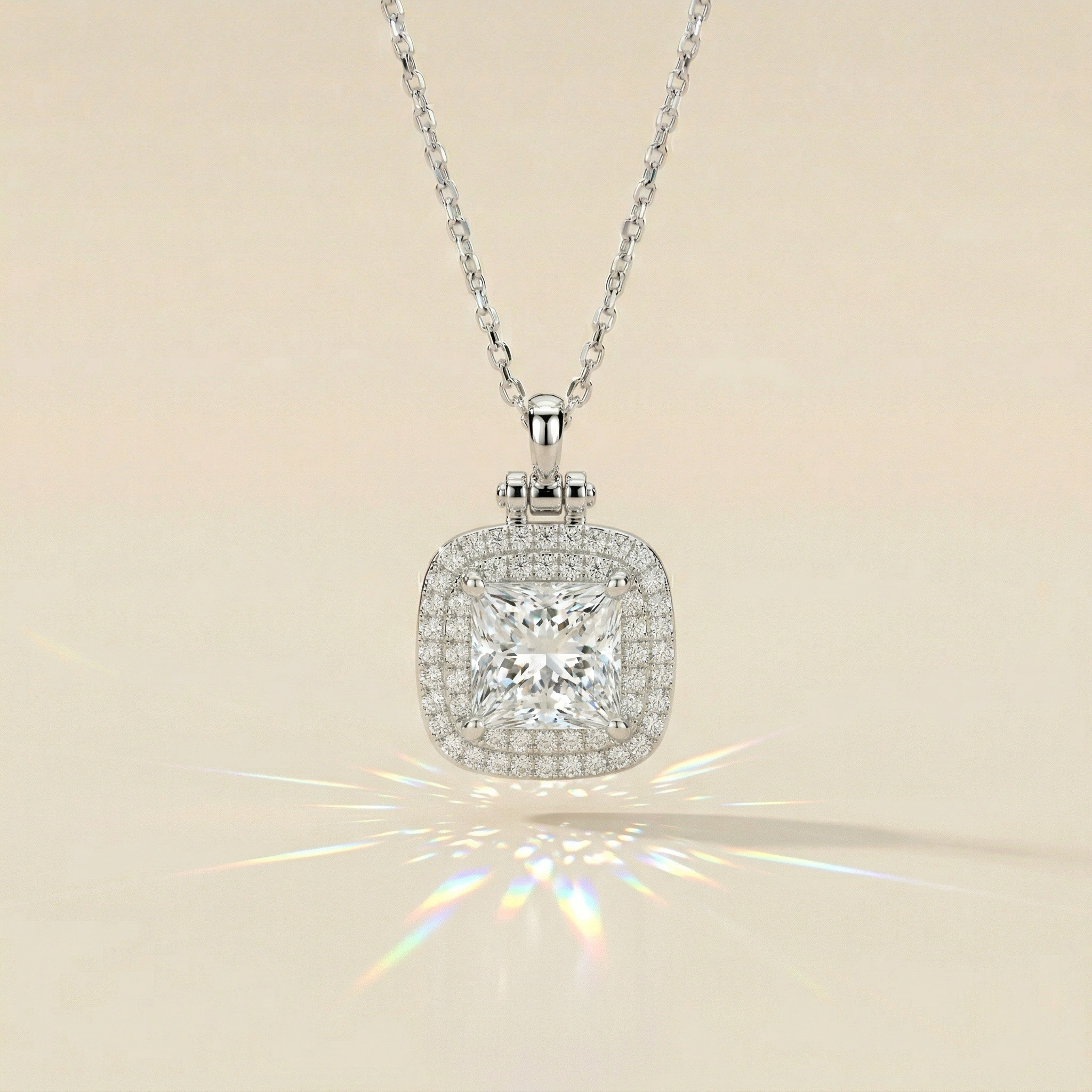 Princesse double halo pavé diamant