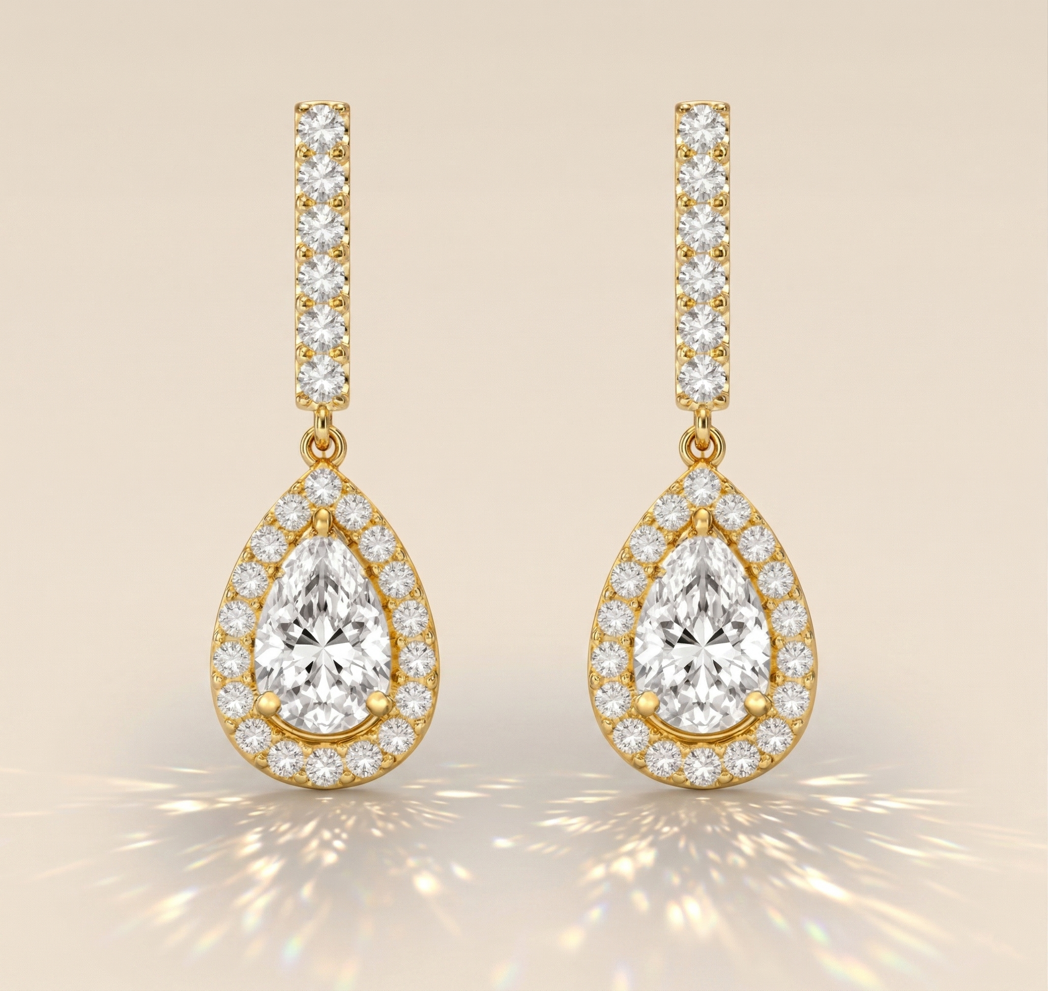 Pendantes poire halo pavé diamant