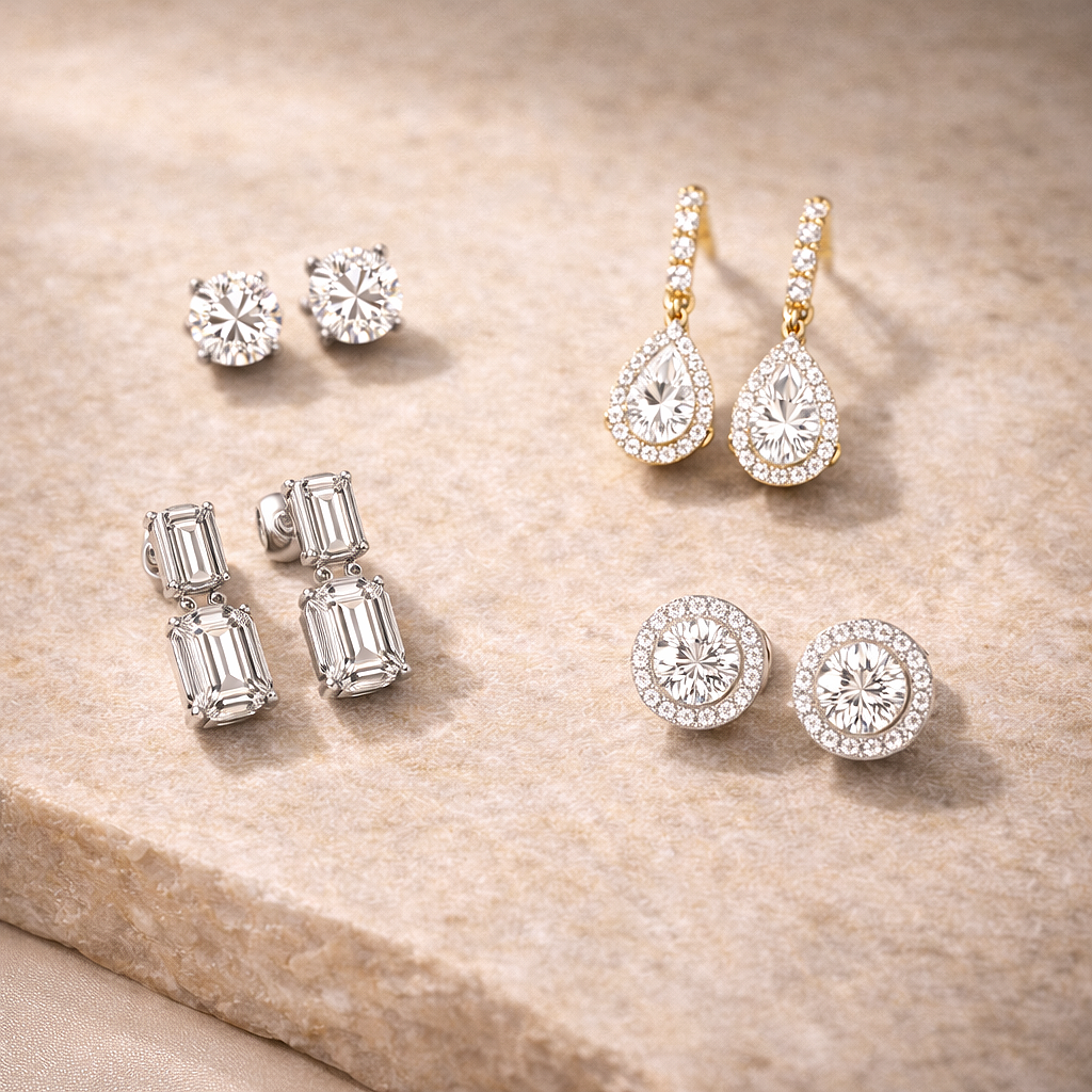 Assortiment de boucles d'oreilles serties de diamants