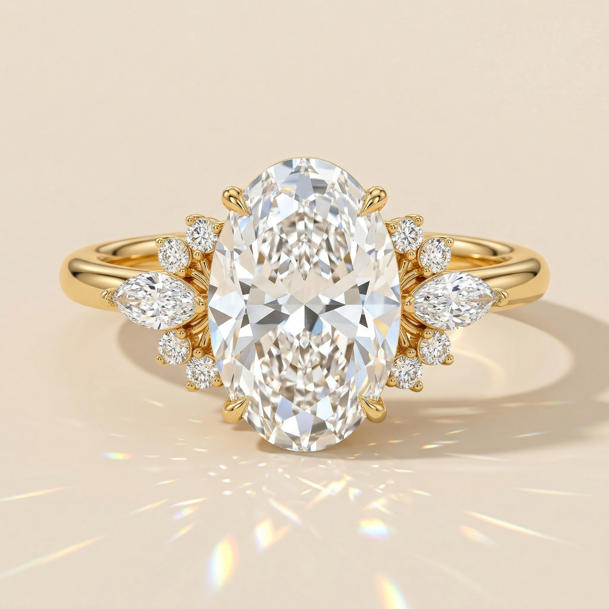 Solitaire ovale esprit floral