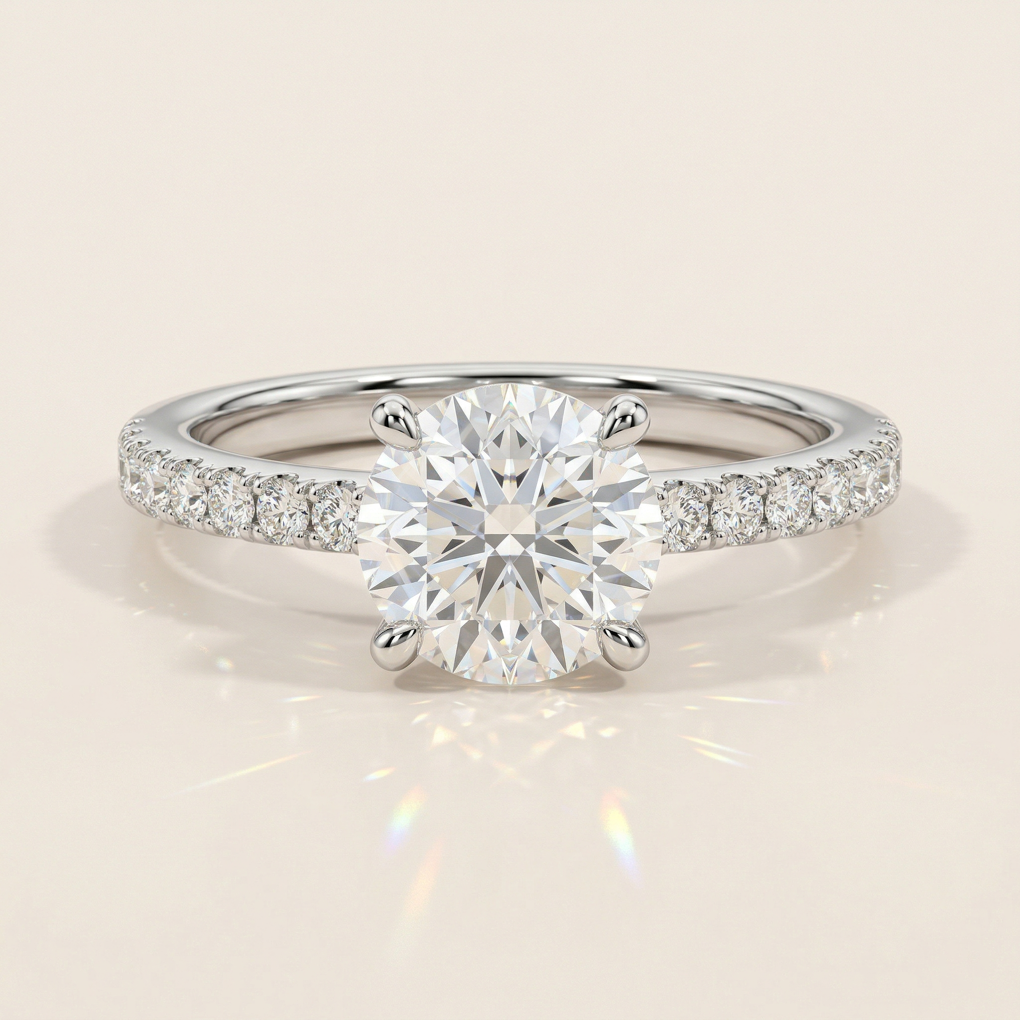 Solitaire pavé brillant rond
