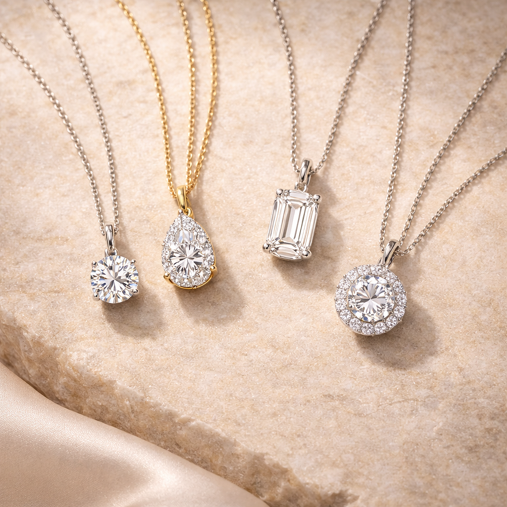 Collection de pendentifs diamant sur chaînes en or