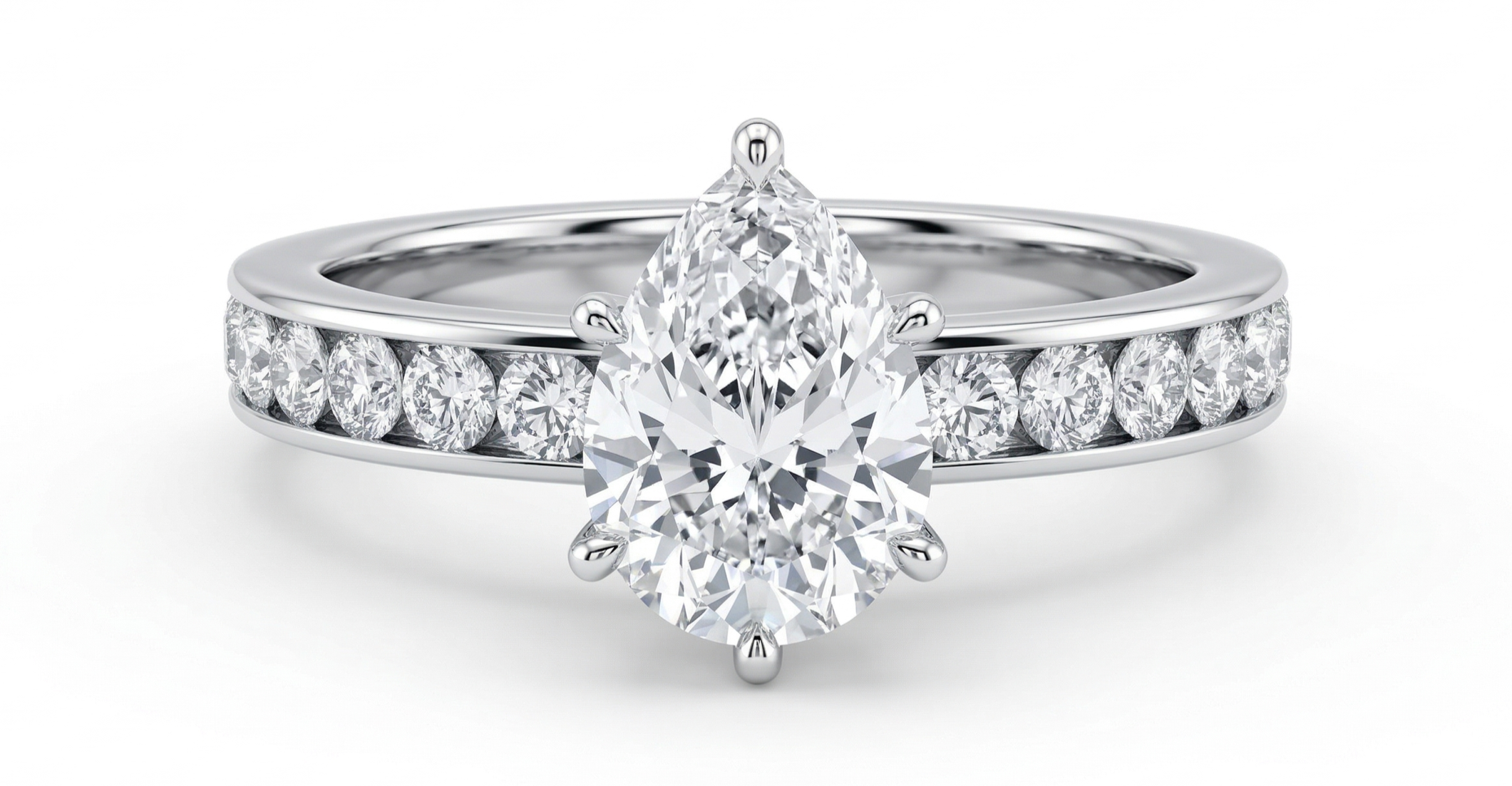 Bague diamant en serti rail, or blanc