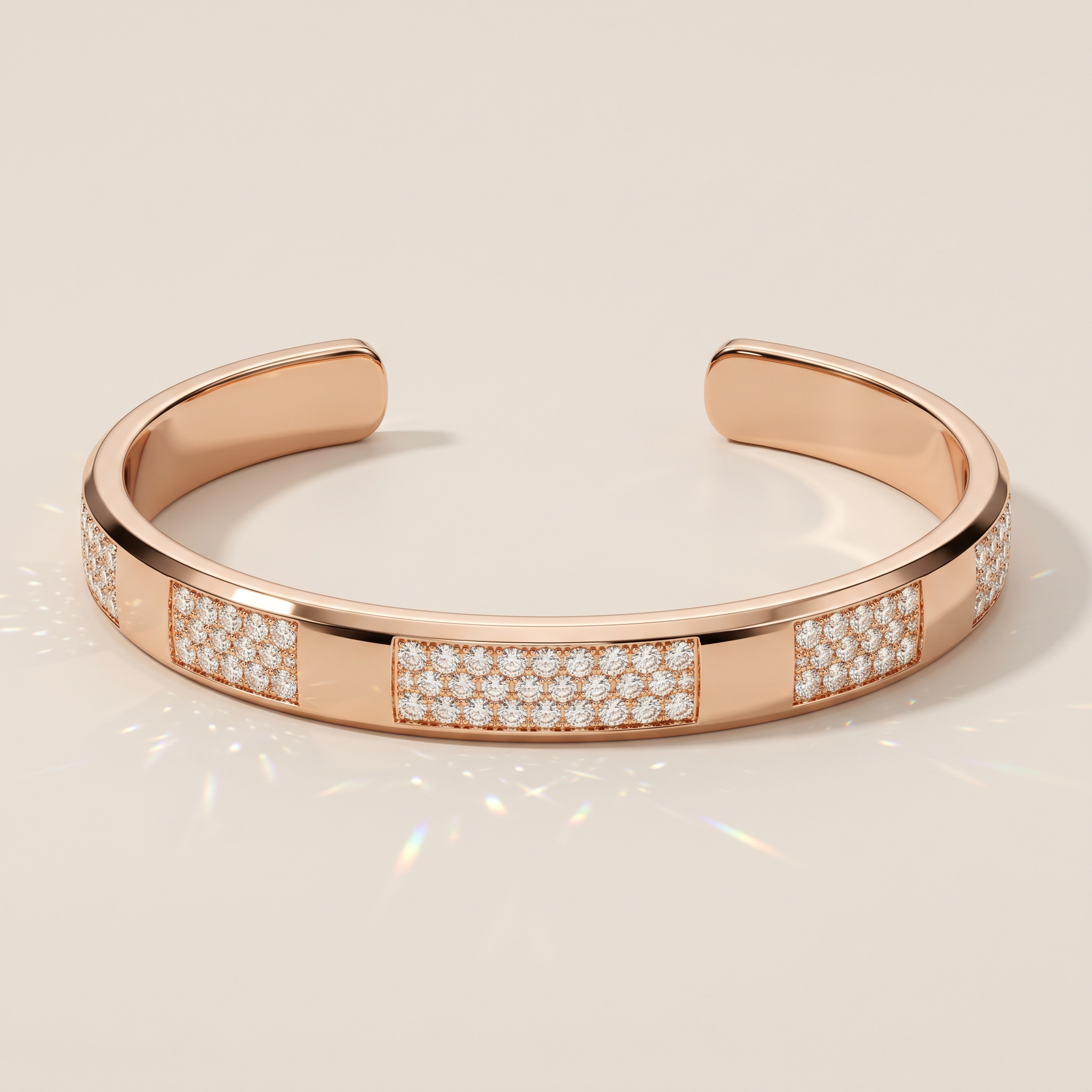 Jonc ouvert pavé diamant
