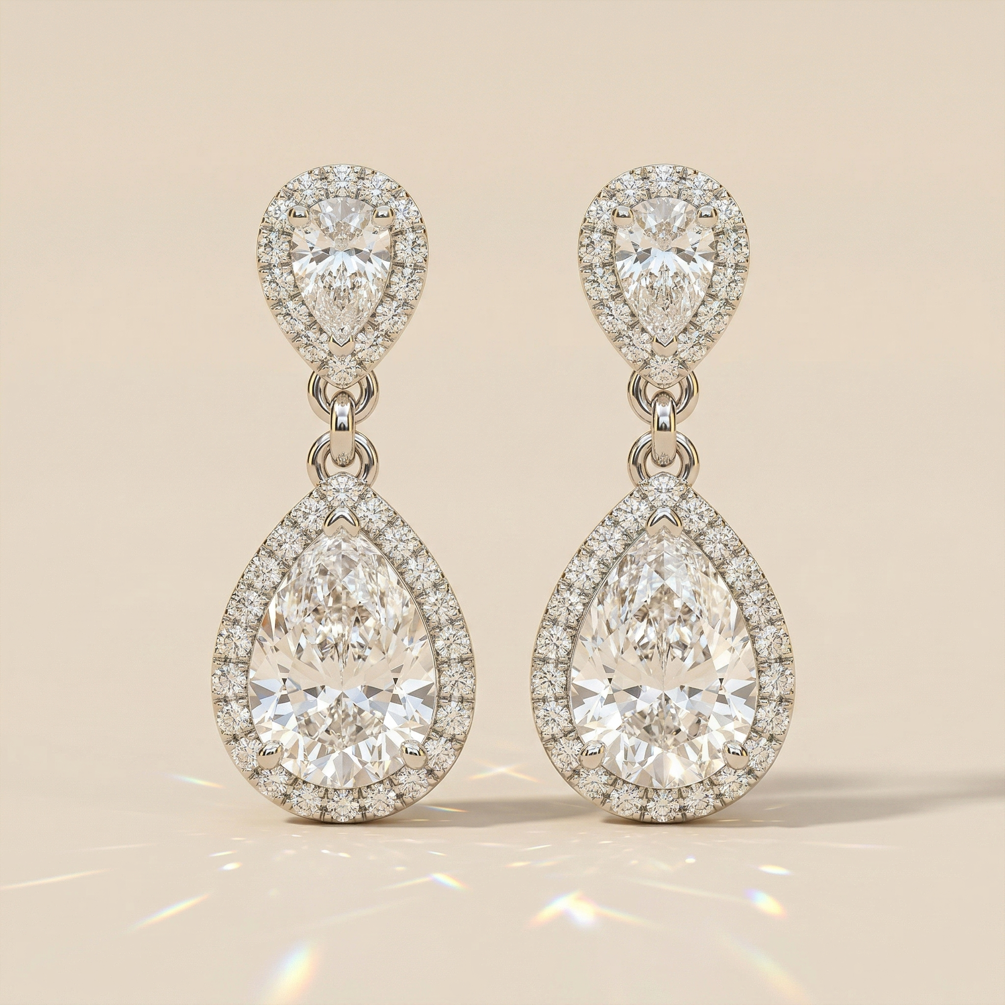 Pendantes poire halo pavé diamant