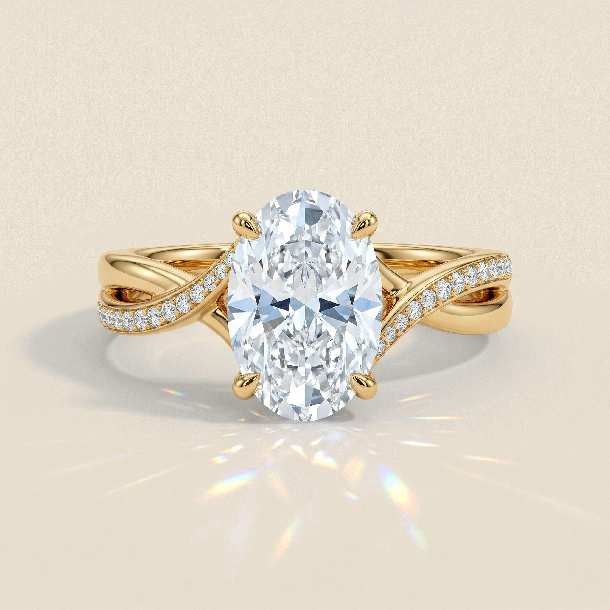 Solitaire pavé entrelacé ovale