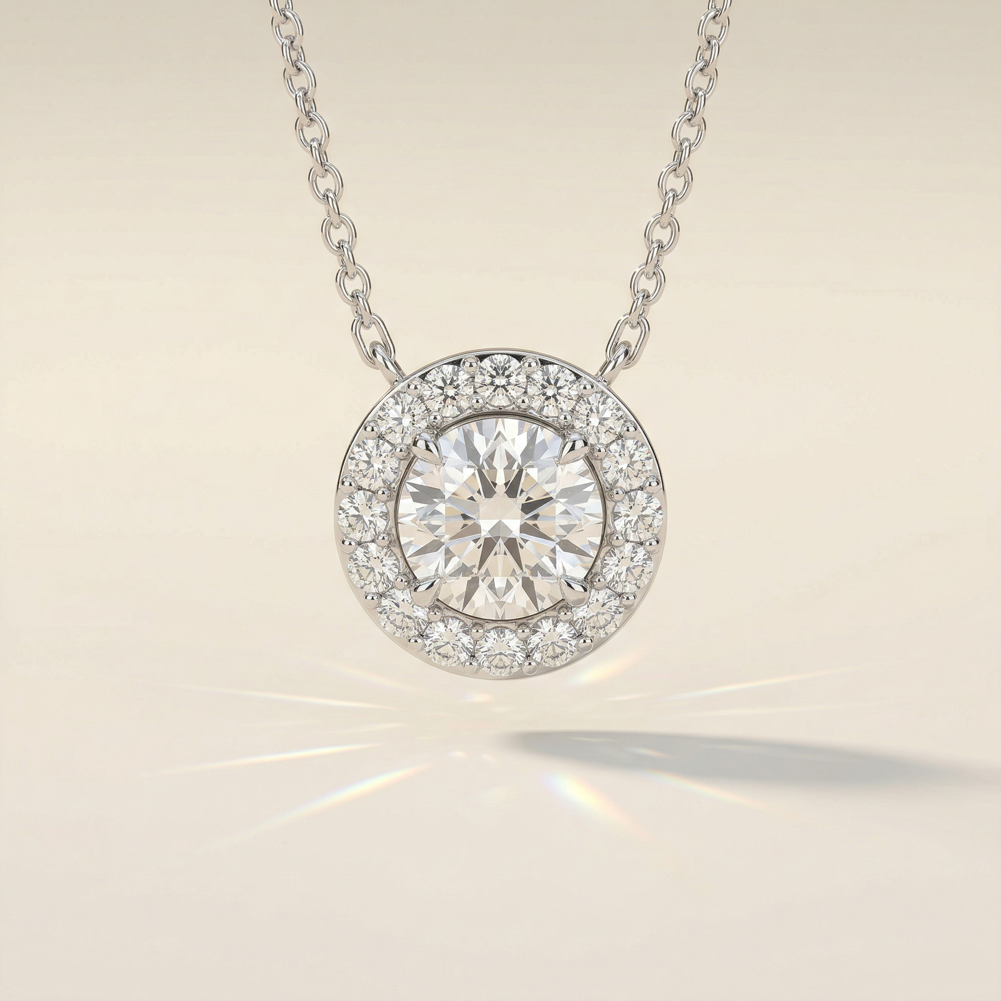Pendentif rond entourage diamant