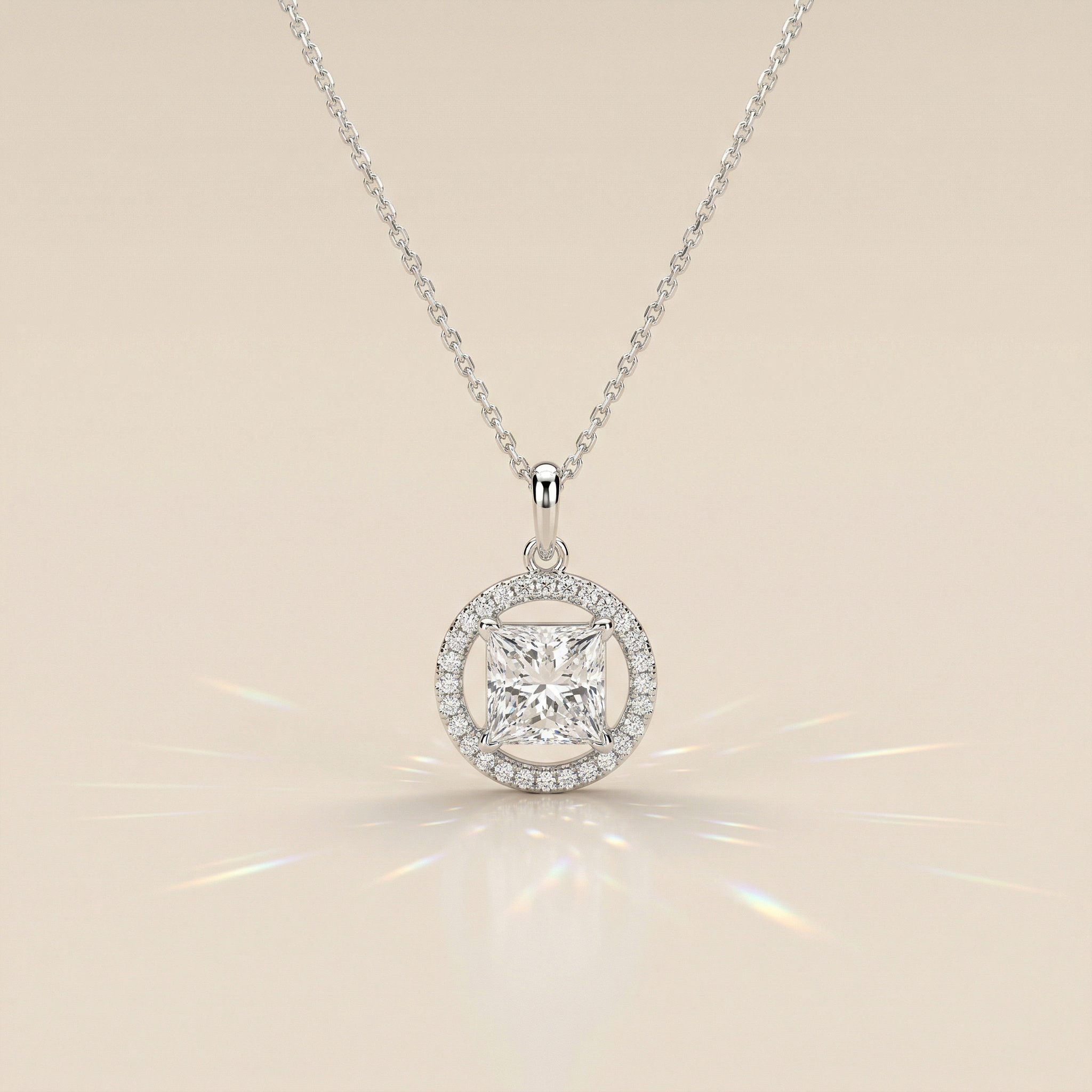 Princesse halo rond serti diamant