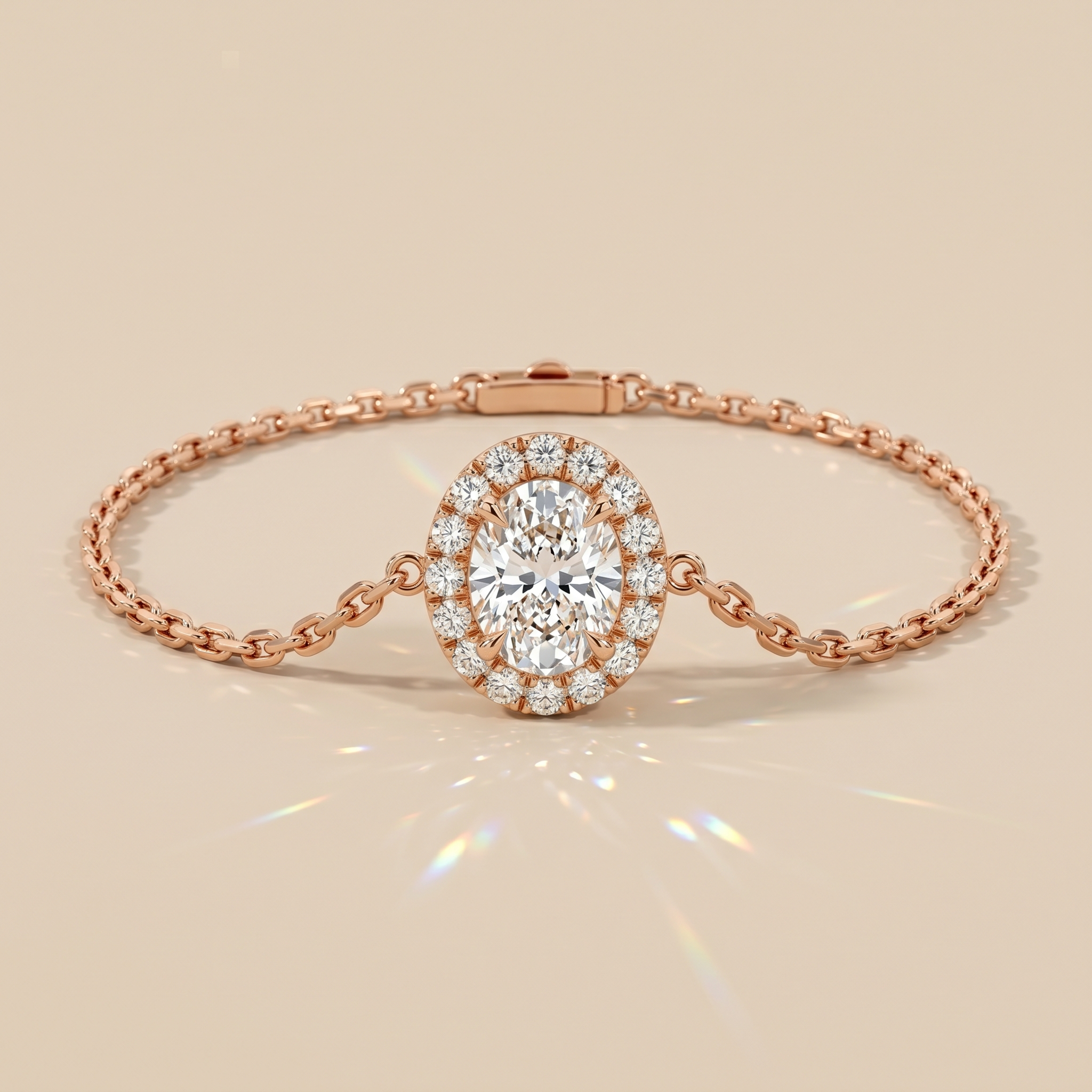 Chaîne ovale halo pavé diamant
