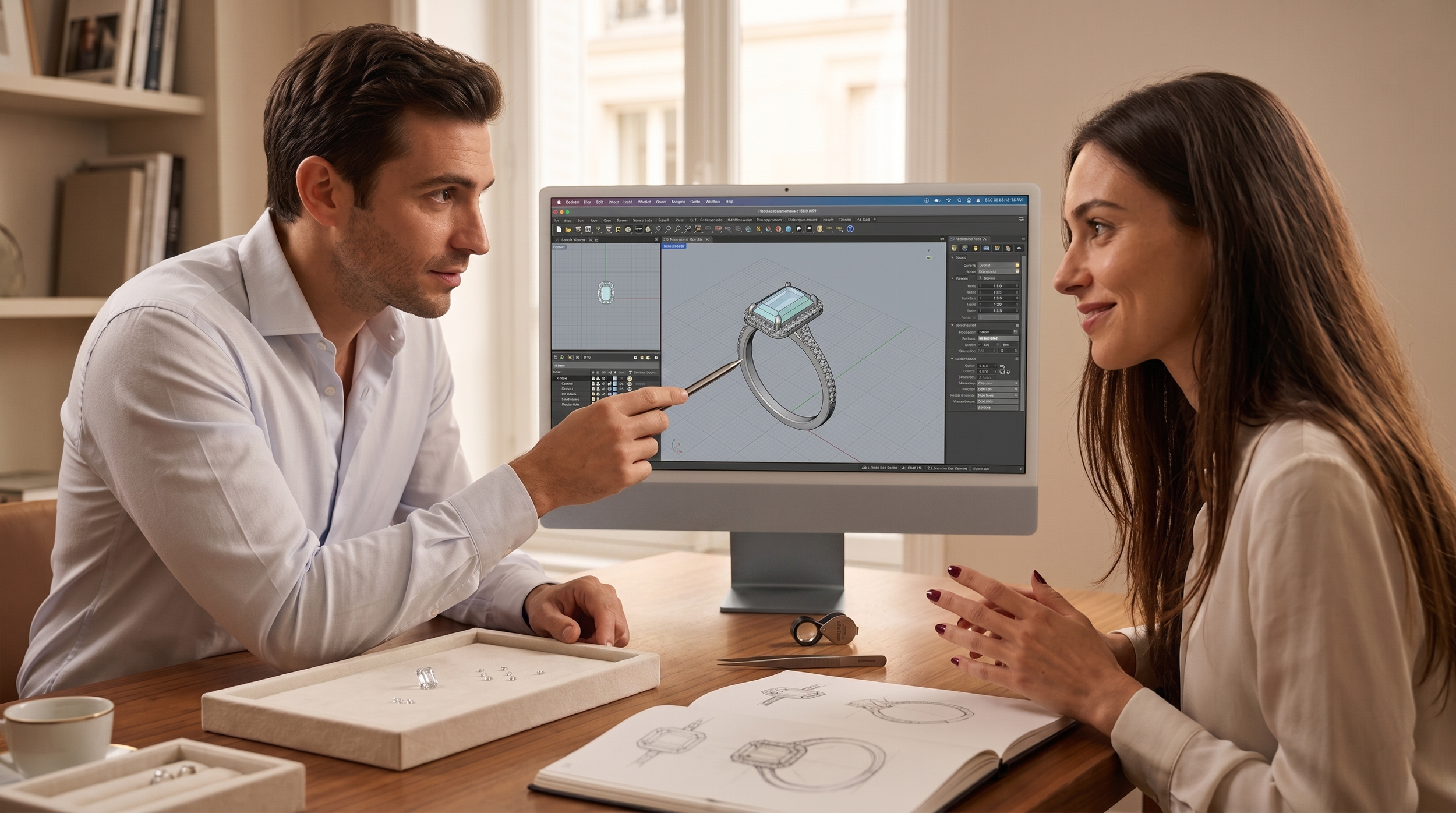 Rendez-vous de création d'un bijou sur-mesure avec conception 3D