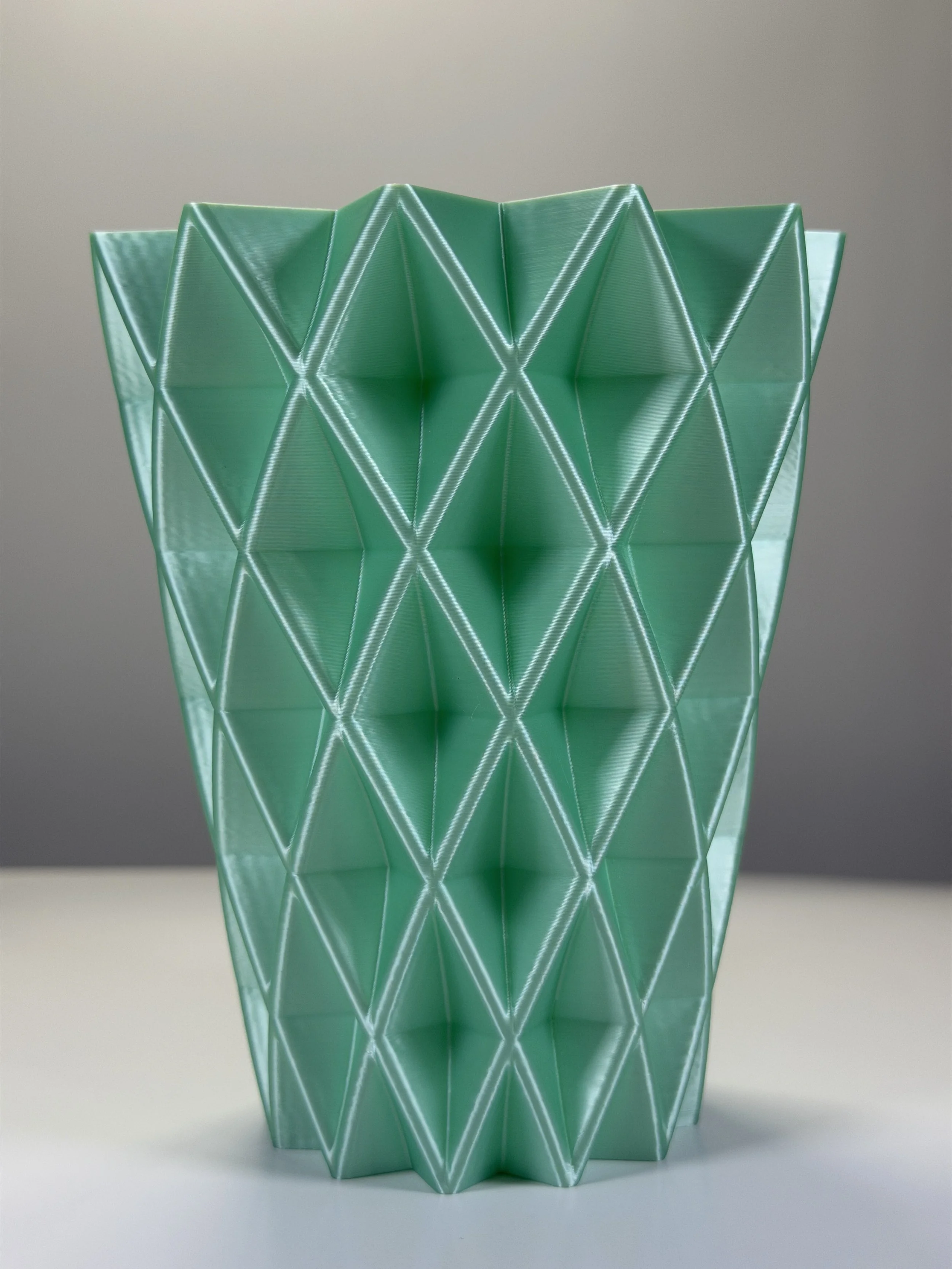 Mint green Geometric Diamond Vase, front view