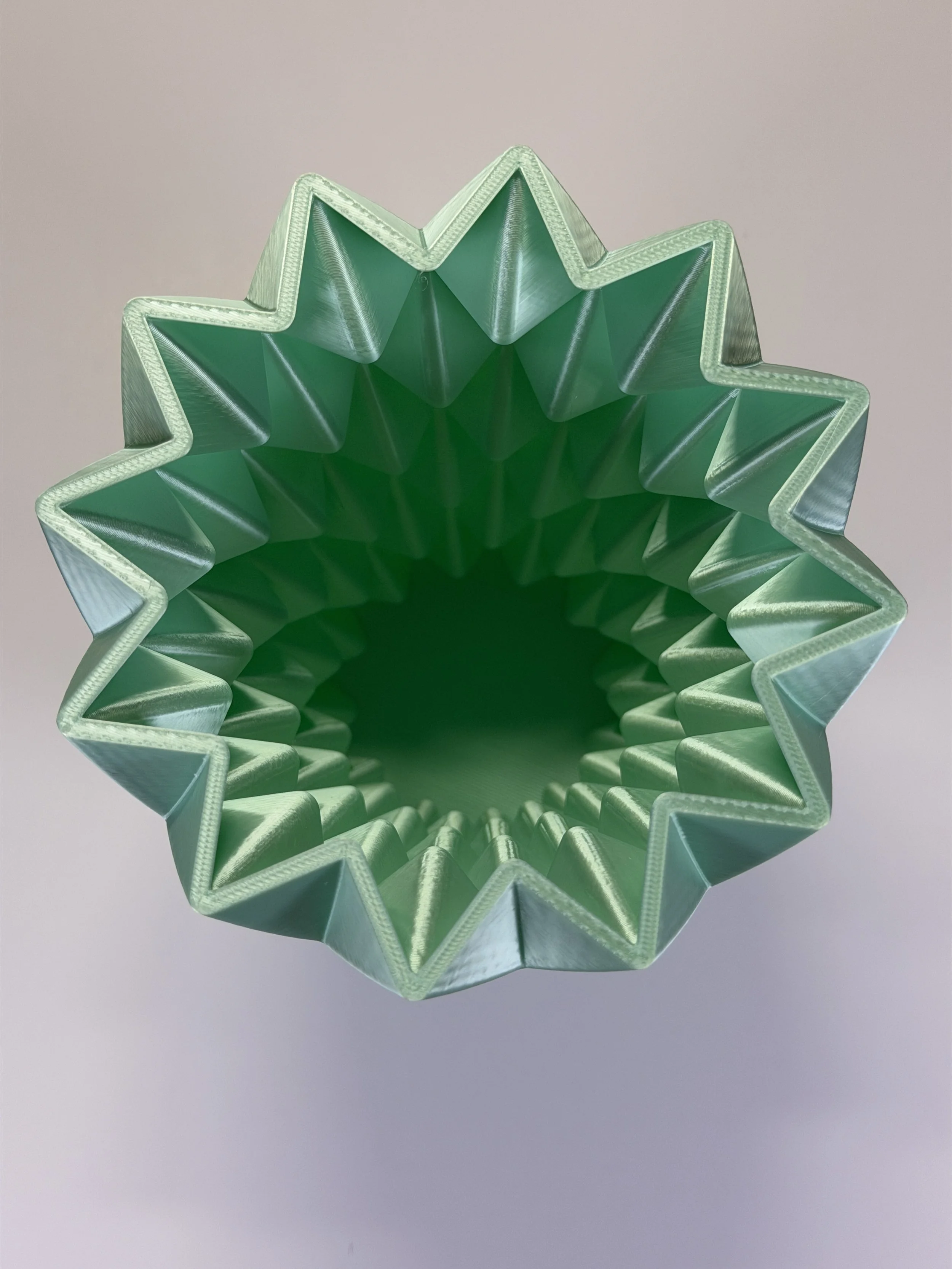 Mint green Geometric Diamond Vase, top view