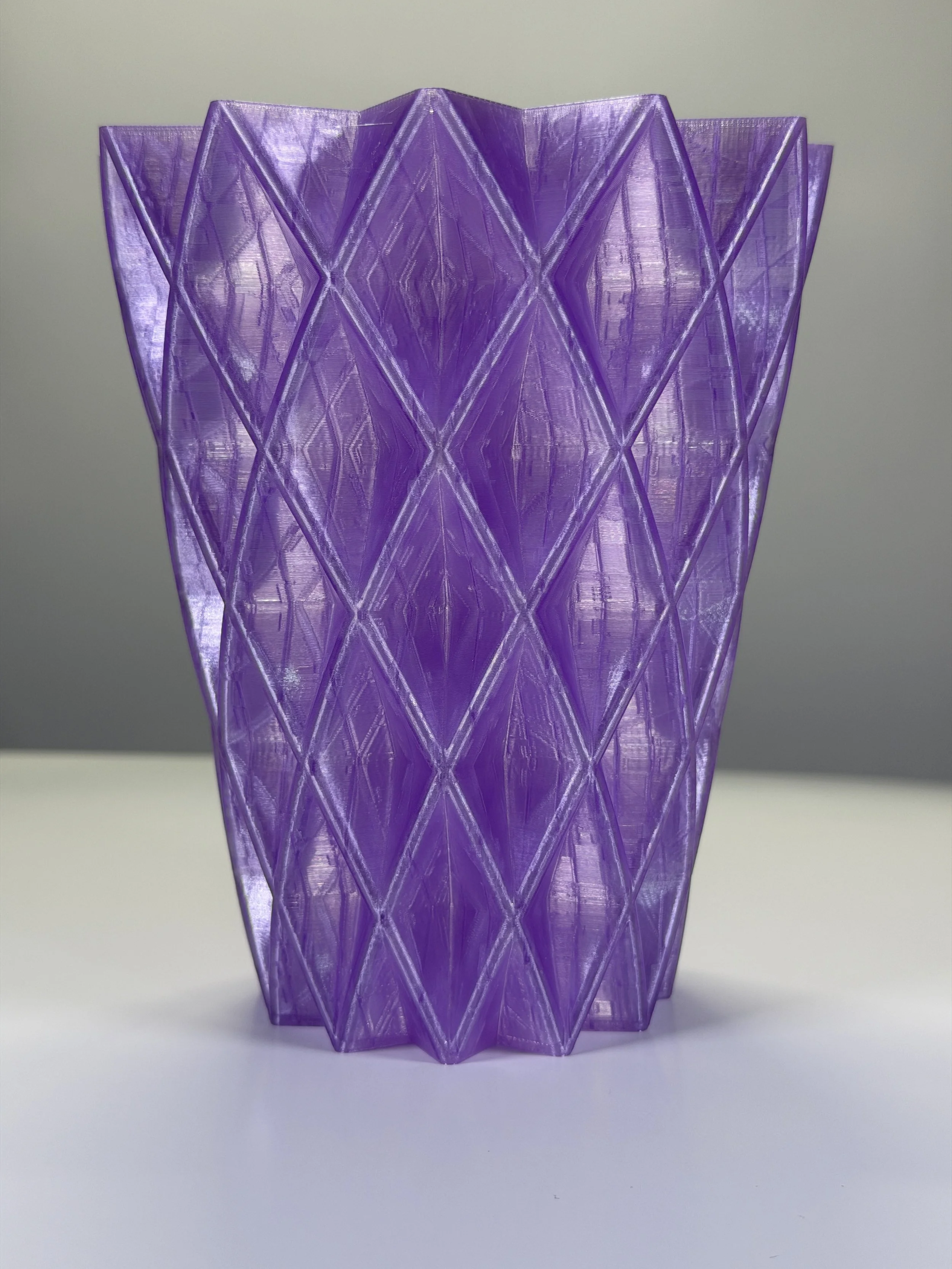Translucent purple Geometric Diamond Vase, front view