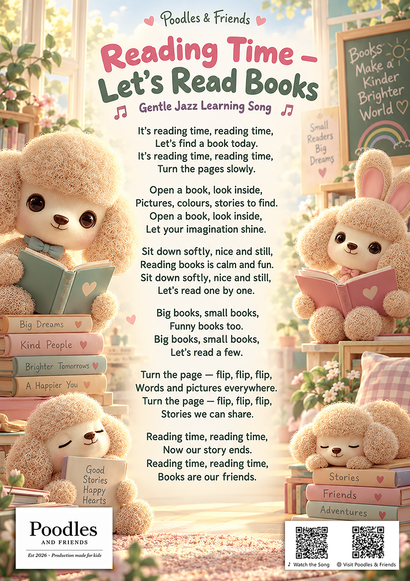 Reading Time – Let’s Read Books – Free Printable Learning Song Sheet