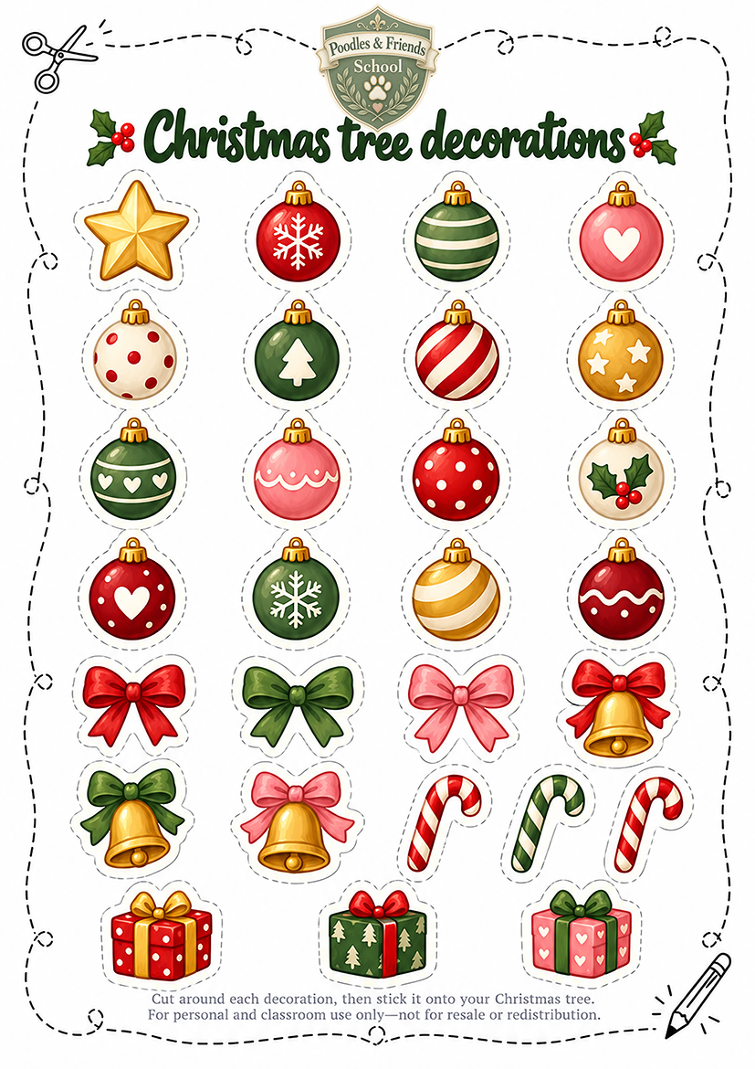 Poodles & Friends Sticker Collection 015 - Christmas Seasons – Free Printable Reward Stickers