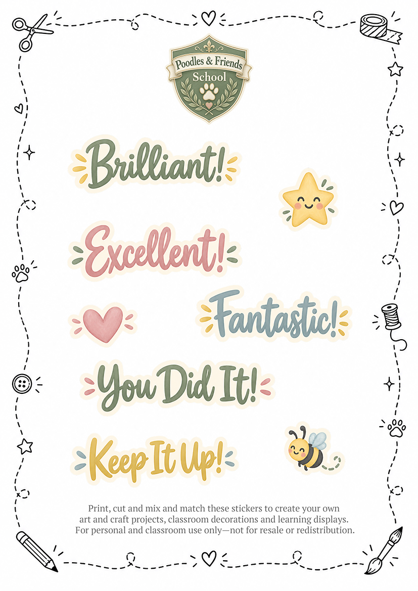 Poodles & Friends Sticker Collection 003 – Free Printable Reward Stickers