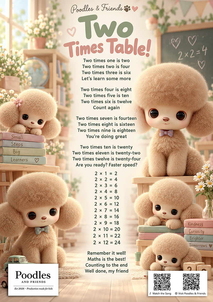 Two Times Table – Free Printable Learning Song Sheet