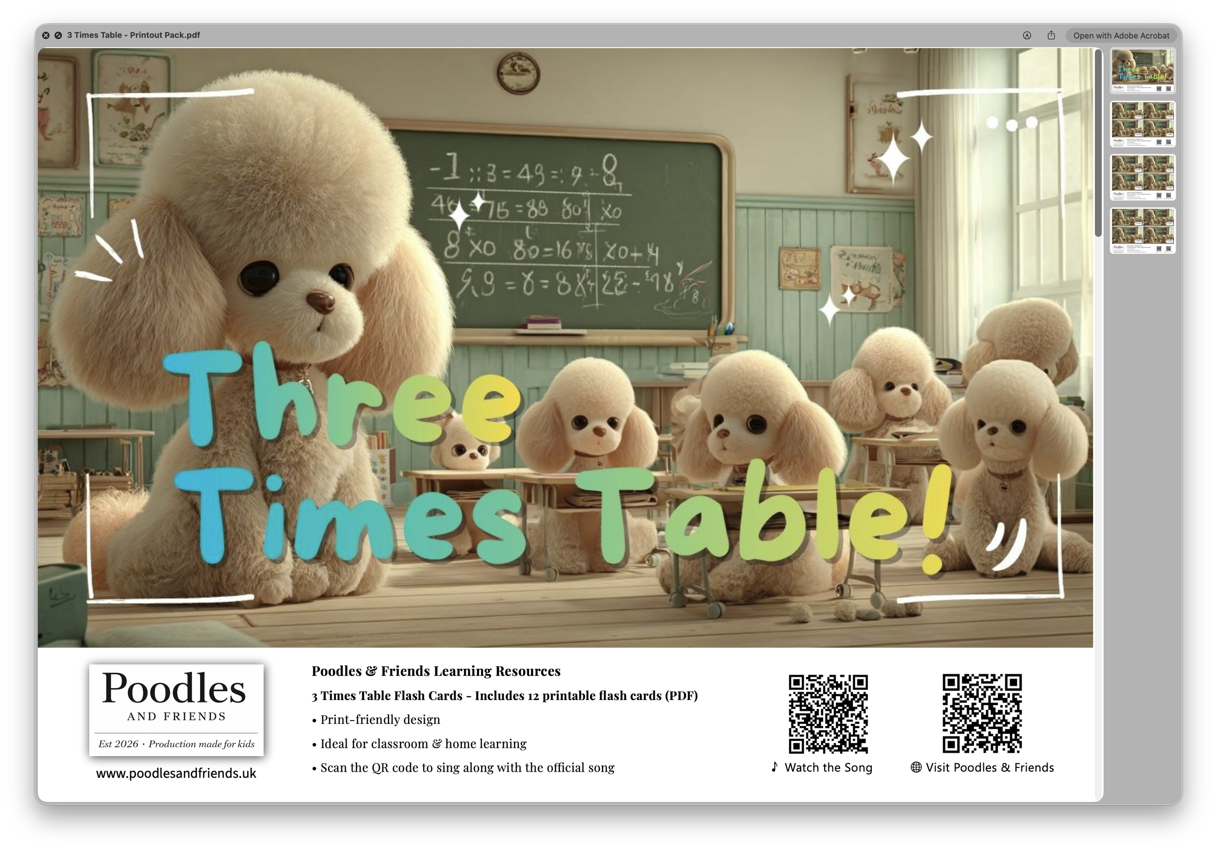 3 Times Table Printable Flash Cards – Free PDF Download