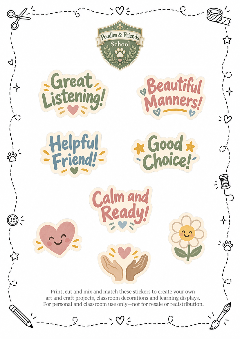 Poodles & Friends Sticker Collection 006 – Free Printable Reward Stickers