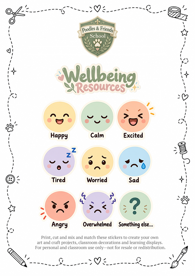 Poodles & Friends Sticker Collection 008 – Free Printable Feelings Stickers