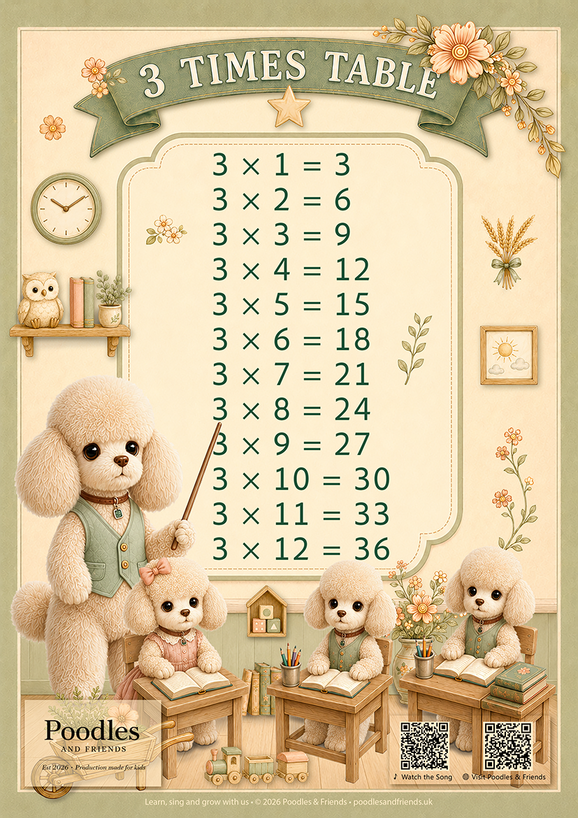 3 Times Table Printable A4 Poster – Free PDF Download