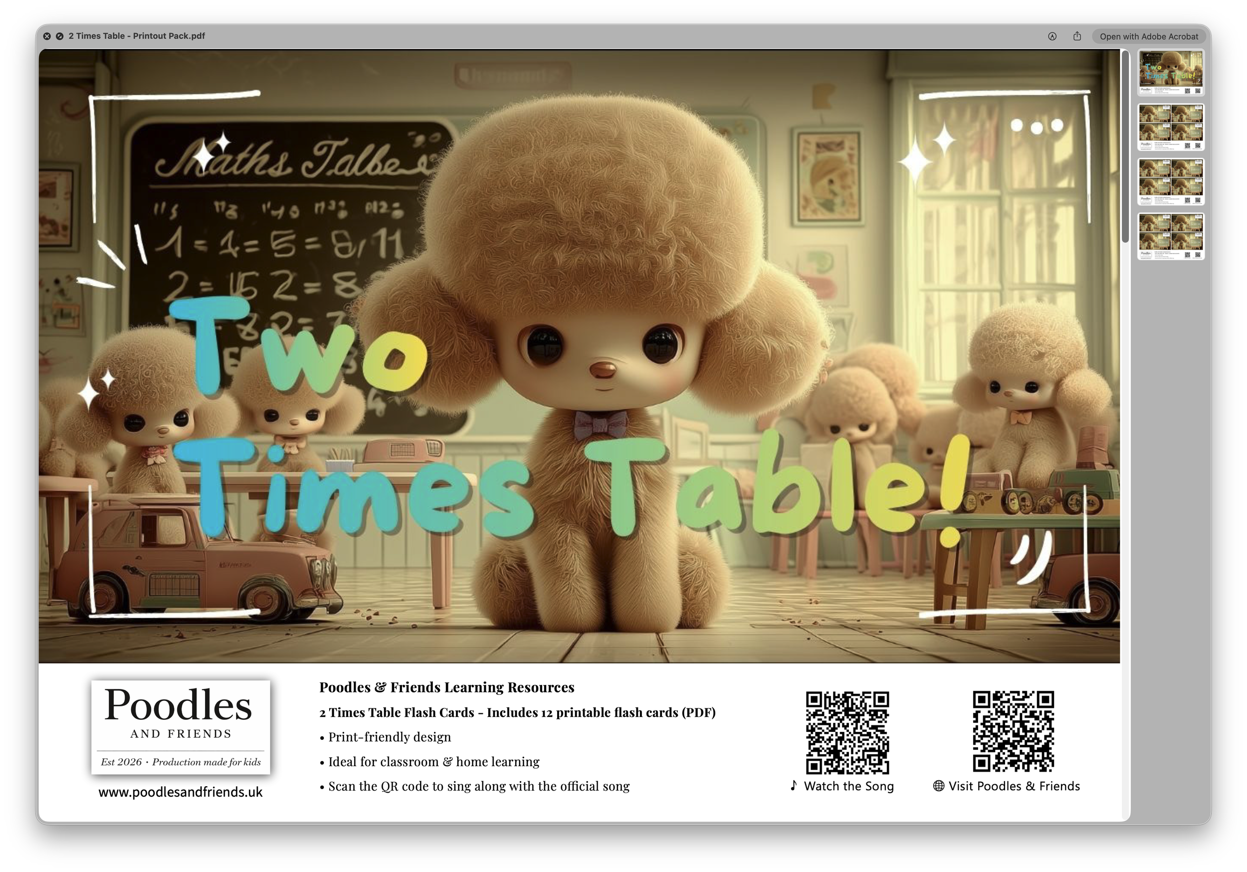 2 Times Table Printable Flash Cards – Free PDF Download