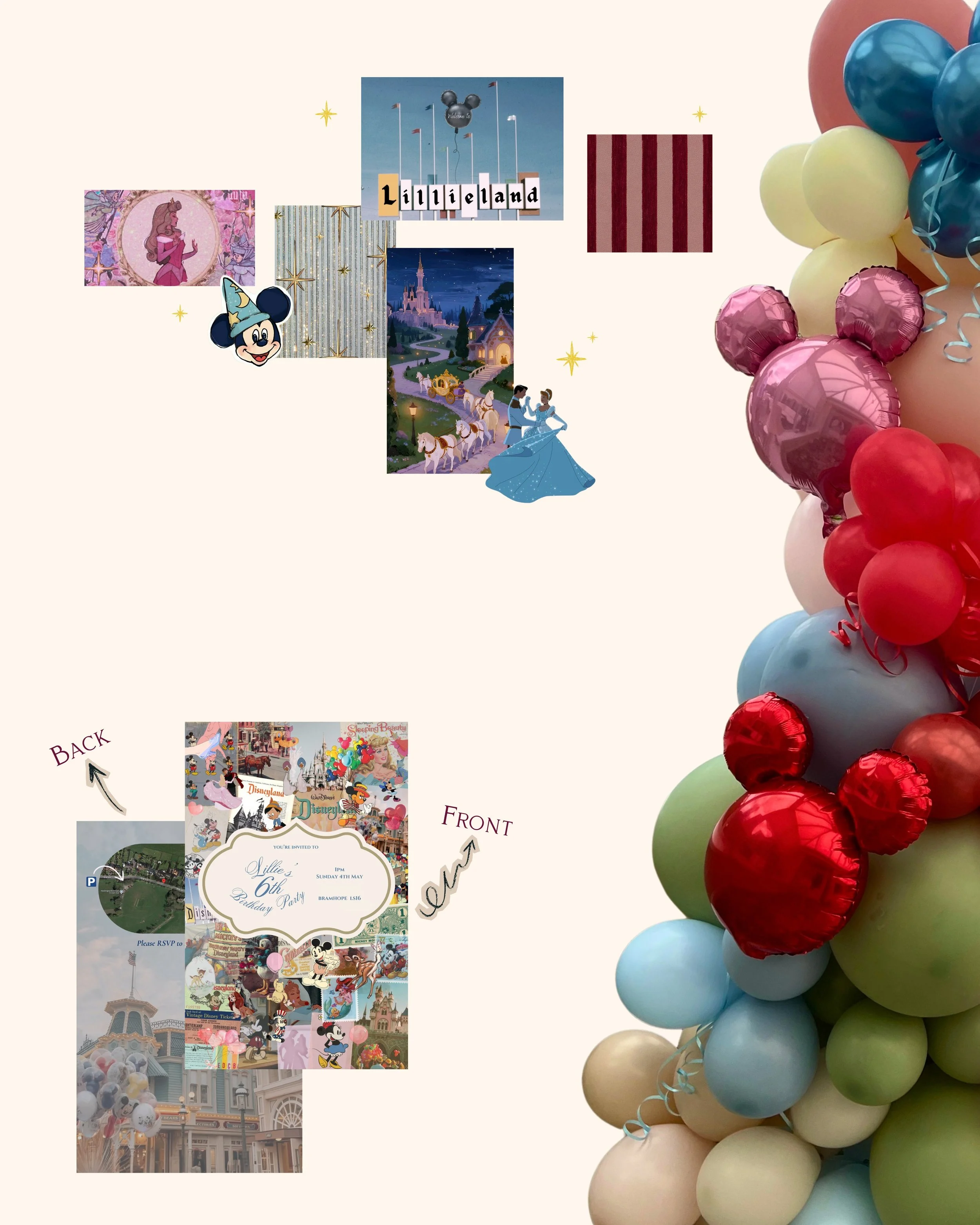 Lillie's Disney mood board ✨🎟🏰🍦💌💘🎠

For Lillie's 6th birthday we created a bespoke vintage Disney invitation, the brief was whimsical nostalgia and that it was. Incorporating soft pastel tones, classic characters and a bespoke centre emblem, pr