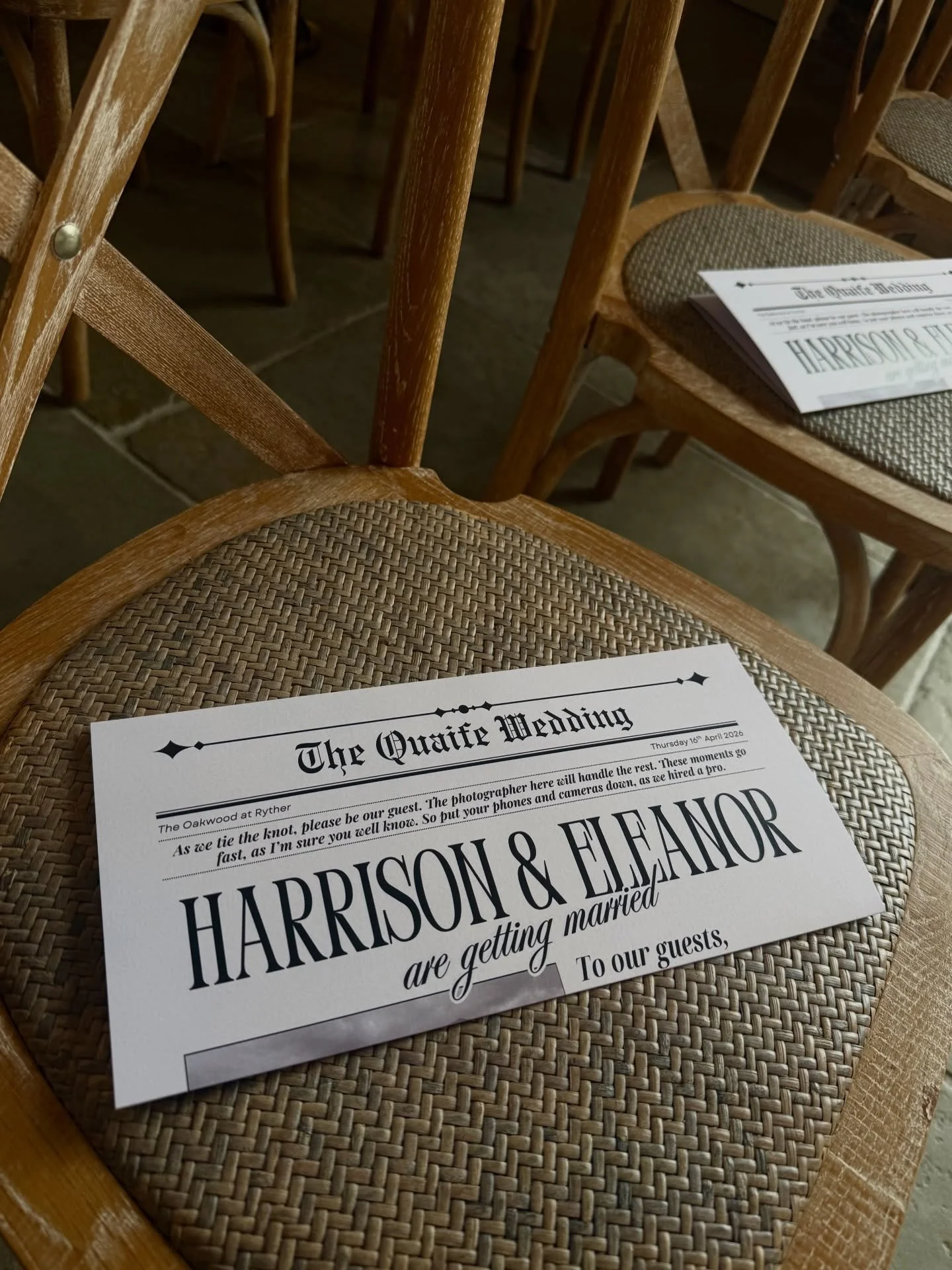 The Quaife Wedding Newspaper 💌