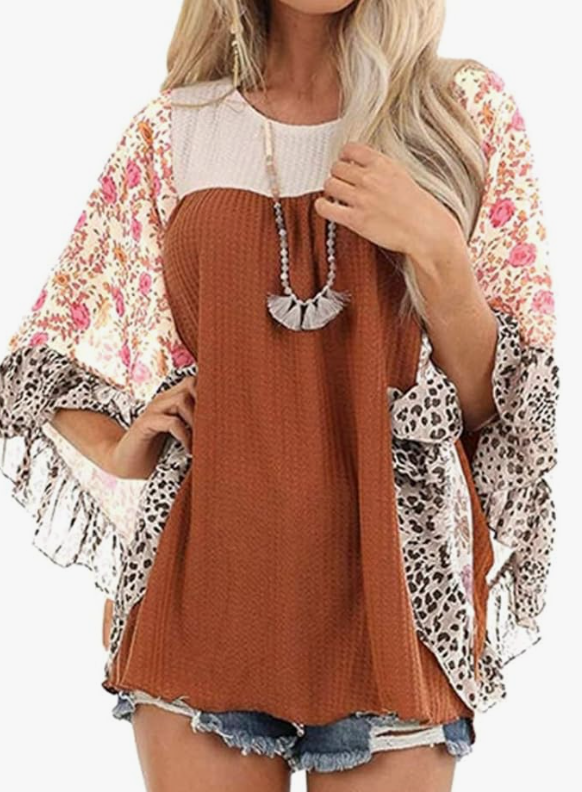 Floral Printed 3/4 Sleeve Blouse